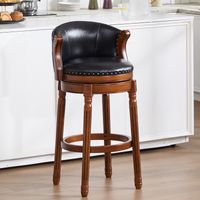 AMXCNOY Cow top Leather Wooden Bar Stools, 360 Degree Swivel Bar Height Chair with Backs for Home Kitchen Counter, Morden Chair Barstools
