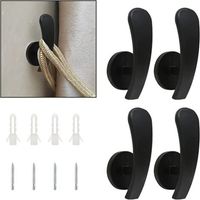 Paquete de 4 Haken Schwarzs für alzapaños de cortina, Haken de sujeción für cortina für Montage an Wand, Haken decorativos für alzapaños de cortina con Schrauben (Pack von 4 Schwarzs)