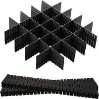 12 stuks ladeverdelers, verstelbare ladeverdelers, organizer, kunststof, doe-het-zelf lade-organizers, scheiders voor ondergoed, sokken, cosmetica, slaapkamer, kantoor, 37 x 7 cm, zwart