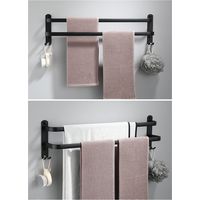 Wandmontierter Handtuchhalter aus Aluminium – 2 Ebenen – mit Haken – 40 cm – wasserdicht – schwarz – für Bad, Küche und Dusche