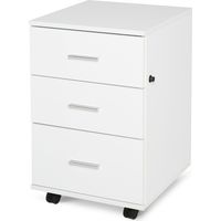 Caisson de bureau 3 tiroirs verrouillables sur roulettes 40x40x61,5 cm Blanc