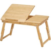 Songmics – Table de lit pliable LLD01N – en bambou – hauteur réglable 23-33,5 cm – tiroir intégré – dimensions 55 x 35 cm – pour ordinateur portable