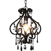 281594 Ceiling Lamp with Beads Black Round E14 vidaXL