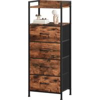 Somdot Commode Chambre avec Rangement Ouverte - 4 tiroir en Tissu - 29P x 38,7l x 92,3H - Imprimé Grain de Bois