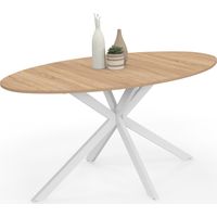 Tavolo da pranzo ovale ALIX per 8 persone con gambe in legno e ragno bianco 150 cm
