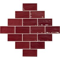 Carrelage zellige rouge brillant 7.5x15 cm – Effet profond pour faïences murales – Crée une atmosphère passionnée et audacieuse – El Barco
