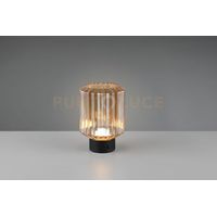 LORD LAMPADA DA TAVOLO RICARICABILE METALLO NERO E VETRO RIGATO AMBRA REGOLAZIONE INTESITA' TOUCH H.19,5CM LED 1,5W 100lm, 3000K