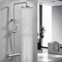 Thermostat Duschsystem Dusche Duscharmatur Chrom Regendusche Rainshower Duschset inkl. Verstellbar Handbrause Regenbrause Duschstange