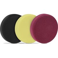 Vonroc – Disques de polissage 125mm en mousse – Kit de 3 disques pour polisseuses – Rouge, jaune, noir – Compatible avec machines à double action