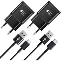Chargeur rapide 2 pièces, câble de 1,2 m, compatible avec Samsung Galaxy S22 S21 S20 S8 S10 S9 Plus Note 7 8 9 10 A53 LG, HTC 2-pack/noir