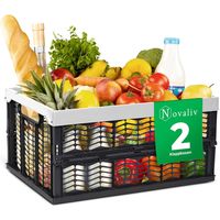 2 caisses pliables robustes, 30 L, gris/noir