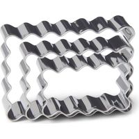 patisse 13706 - Assortimento di 3 taglierine rettangolari e seghettate per biscotti tipo torte piccolo burro - acciaio inox - 3 dimensioni: 4,5 x 2,5 cm, 5,5 x 3,5 cm, 6,5 x 4,5 cm