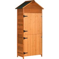 Casetta da Giardino Porta Attrezzi Legno 2 Ante 3 Mensole 84x52x188cm