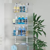 Étagère de douche à suspendre - Étagère de douche à suspendre - Réglable avec 4 paniers de douche - Avec porte-savon et crochets - Étagère de douche au-dessus de la porte de la salle de bain