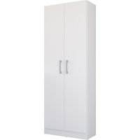 Beaux Meubles Pas Chers – Armoire de buanderie blanche 5 niches L 61 H 170 P 31.8 cm – Bois certifié FSC – Fixation murale incluse – Montage facile