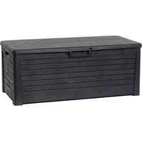 Toomax Florida baule da 550L multiuso con seduta, 148x72x60h finitura effetto legno, colore antracite, porta attrezzi resistente ai raggi UV, con foro per lucchetto, ideale per esterni