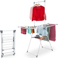 Relaxdays Étendoir à linge, tancarville pliable, fer et plastique, H x L x P : 199 x 155 x 69 cm, blanc