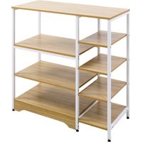 Scaffale da Cucina Basso Salvaspazio Stile Industriale, Mobiletto con 7 Ripiani per Cucina in Metallo e Legno, 90x40x95cm, Bianco