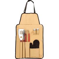 Set barbacoa aktive utensilios acero inoxidable gris 42x67 cm