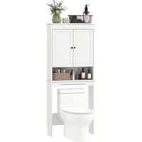 Mobile sopra WC con 3 Mensole Chiuse e Ripiano Aperto, , 65x22x161 cm, Bianco