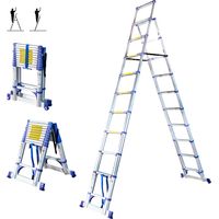 Escabeau 11 marches telescopique EXTENDACT11, Echelle telescopique 3.2m+2.9m, escabeau pliable, Stabilisateur, H max travail 4.7m, Garantie 5 ans