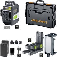 Laserliner – Laser à lignes 360° vert – Laser tridimensionnel avec 2 lignes verticales – Portée 30m – Rechargeable USB-C – Support mural inclus