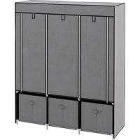 Armadio pieghevole in tessuto con cassetti e ante zip 125x43x162,5cm grigio scuro