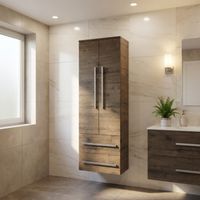 Cube Way 60x163x33 cm Badezimmer-Hänge-Hochschrank 2 Schubladen, 2 Türen, Wellington-Eiche-Dekor (CUBE3CHV60DW)