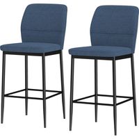 Tabourets Hauts Velours Bleu 2 Pièces Acier Cuisine Bar 41x52x97 cm