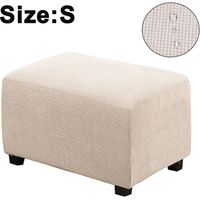 Cubierta elástica para otomana cómoda Taburete de almacenamiento plegable Protección de muebles Cubierta rectangular suave con fondo elástico (Beige claro, S)