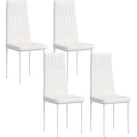 Esszimmerstühle 4er Set, Wasserdicht Kunstleder Dining Chairs, Moderner Küchenstühle mit hoher Rückenlehne, bequemer Polsterstuhl für Esszimmer, Wohnzimmer, Studentenunterkunft, 120 kg (Weiß)