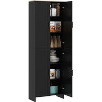 Alacena de Cocina Armario de Almacenaje Multifuncional con 4 Puertas y Estantes Ajustables 60x30x170,5 cm Negro