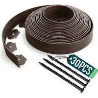 Vounot – Bordure de jardin flexible 10M en PE marron – Hauteur 5cm – Épaisseur 4mm – 30 piquets inclus – Installation rapide et flexible