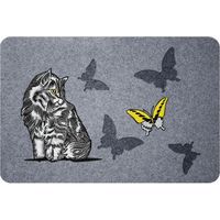 idmat Flock Katzen-Motiv Fußmatte 40 x 60 cm