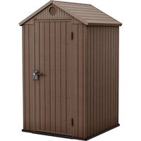 Keter – Abri de jardin résine 4x4 Marron – Structure composite double paroi – Plancher intégré – Porte large verrouillable
