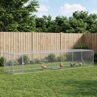 vidaXL Pollaio Argento 500 x 100 x 100 cm Acciaio zincato