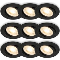 BRILONER Lot de 9 spots LED encastrables orientables noir Ø8cm avec ampoules GU10 4,7W 400lm IP23 3000K lumière blanc chaud design moderne pour salon cuisine couloir