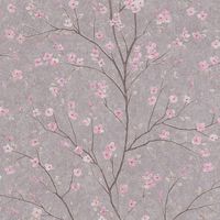 Flowers wallcovering wall Profhome 379122 non-woven wallpaper slightly textured with floral pattern matt grey pink 5.33 m2 (57 ft2)