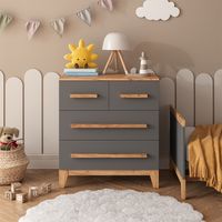 Kommode Malia, Grau/Artisan, 80 x 88 cm mit 4 Schubladen, Vitalispa