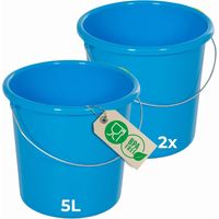 Novaliv 2 pièces seau 5L bleu avec échelle de mesure - seau de nettoyage 5 litres 22,5 cm Pratique et polyvalent avec échelle pour la maison et le