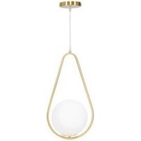 Plafonnier Glamour goutte métal doré verre blanc design