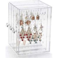 Support de Boucle d'oreille Acrylique Boucle d'oreille en Présentoir Rangement Boucles Doreilles Porte Boucles d'oreilles Boîte de Rangement avec 3 Tiroir Vertical pour Femmes