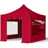 3x3m gazebo pieghevole con laterali (finestre panoramiche), PREMIUM acciaio, rosso