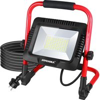 Faretto LED da Cantiere 50W, HYCHIKA IP65 Impermeabile, Faro LED Portatile con 6500K per Esterno, Lavori, Giardini, Garage, Regola Luminosit¨¤, Cavo 3M, con Staffa Pieghevole, Rotazione 360¡ã