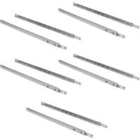 Emuca – Lot de 5 coulisses à billes pour tiroir – Sortie partielle – Acier zingué – Charge max 10kg – Hauteur 17mm – Longueur 438mm