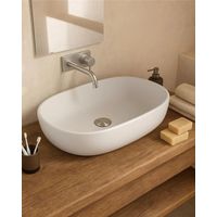 Exagonshop Ciotola 59x41 lavabo in ceramica bianco opaco