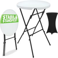 CASARIA® Tavolo Bar Pieghevole 72cm con Copritavolo Altezza 110cm Rotondo Bistrot Giardino Feste Black (en)