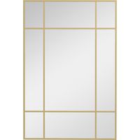 Espejo Rectangular de Pared Espejo de Ventana 90x60 cm con Marco de Metal Espejo Decorativo para Salón Dormitorio Dorado