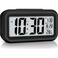 Sveglia digitale per camera da letto, orologio da scrivania a batteria, orologio digitale con luce notturna intelligente, display 12/24 ore, funzione snooze per chi ha il sonno pesante, regali di Nata