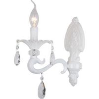 Applique a candelabro classico vintage attacco E14 nero bianco con cristalli pendenti lampada da parete Bianco